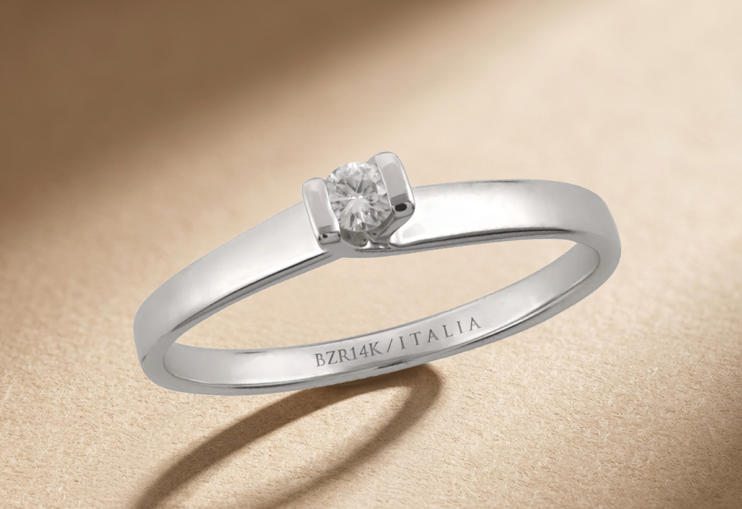 Anillo de Compromiso de Oro Blanco con 7 Pts Diamante