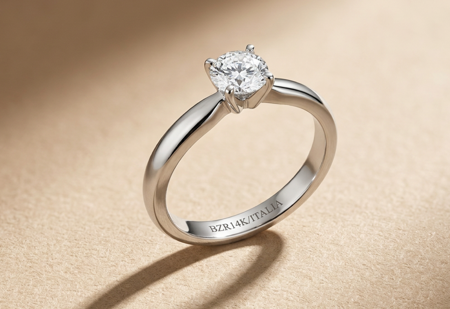 anillo de compromiso oro blanco 14k con diamante de 30 pts BIZZARRO