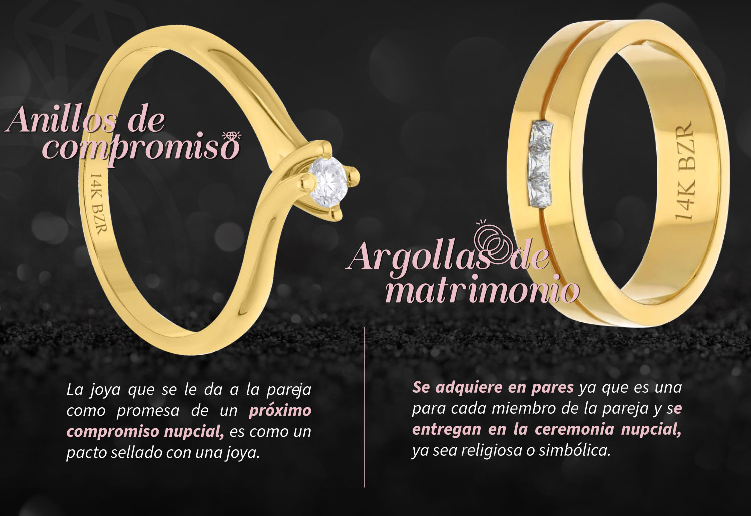 Diferencia entre anillos de compromiso y argollas de matrimonio