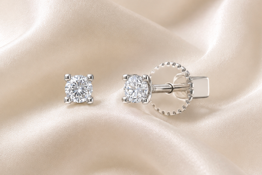 Broqueles Oro Blanco 14K 10Pts Diamante SUR-408-BROQ