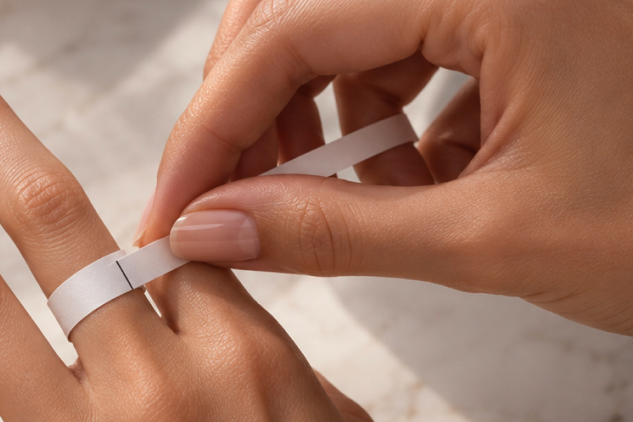 medir dedo para anillo con papel