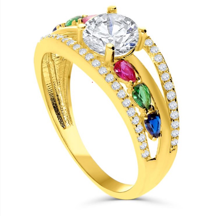 anillo con piedras de colores